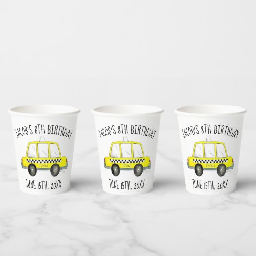 New York City NYC Yellow Taxi Cab Birthday Party Paper Cups