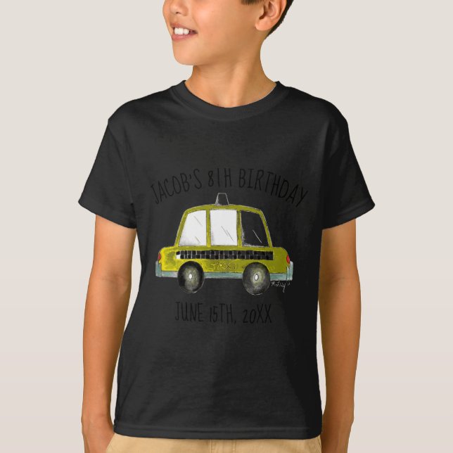 New York City Nyc Yellow Taxi Cab Birthday Party  T-Shirt (Front)