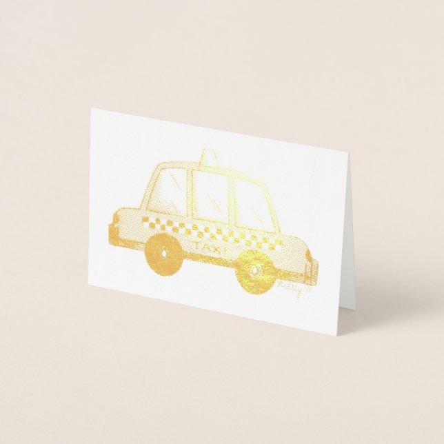 New York City NYC Yellow Taxi Checkered Cab Car Foil Card (Front)