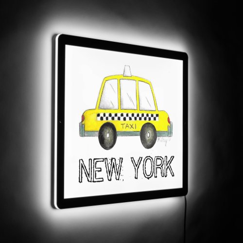 New York City NYC Yellow Taxi Checkered Cab Car LED Sign