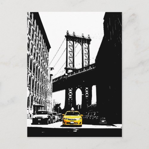 New York City Nyc Yellow Taxi Pop Art Postcard