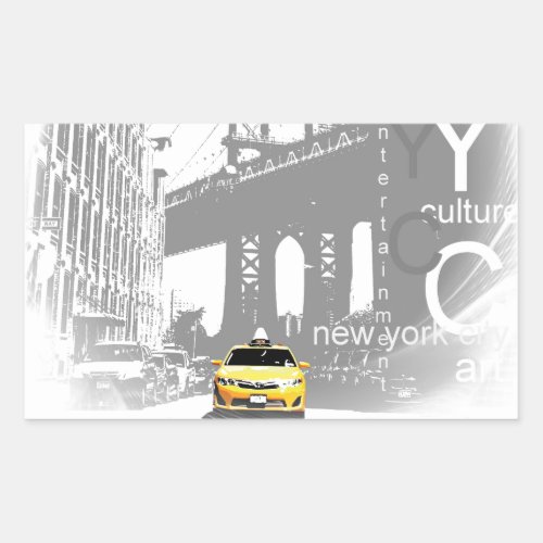 New York City Nyc Yellow Taxi Pop Art Rectangular Sticker