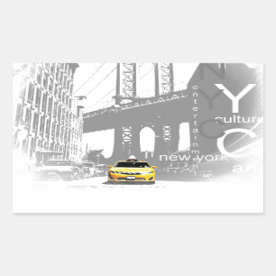 New York City Nyc Yellow Taxi Pop Art Rectangular Sticker