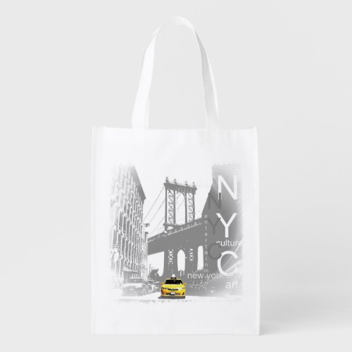 New York City Nyc Yellow Taxi Pop Art Reusable Grocery Bag