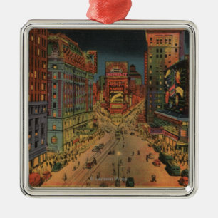 New York City, NYNight View of Times Square Metal Ornament