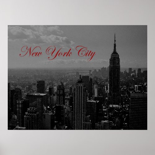 New York City Old Script Poster Print