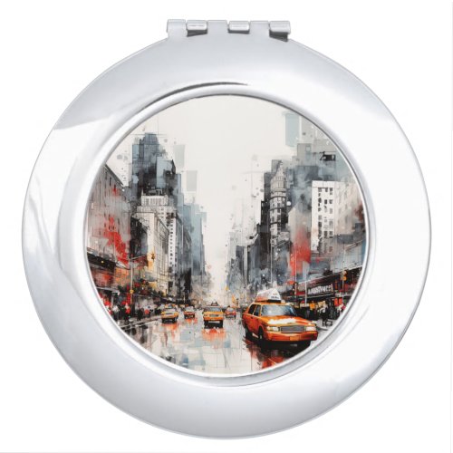 New York City painted landscape Compact Mirror