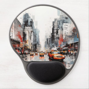 New York City, painted landscape. Gel Mouse Pad