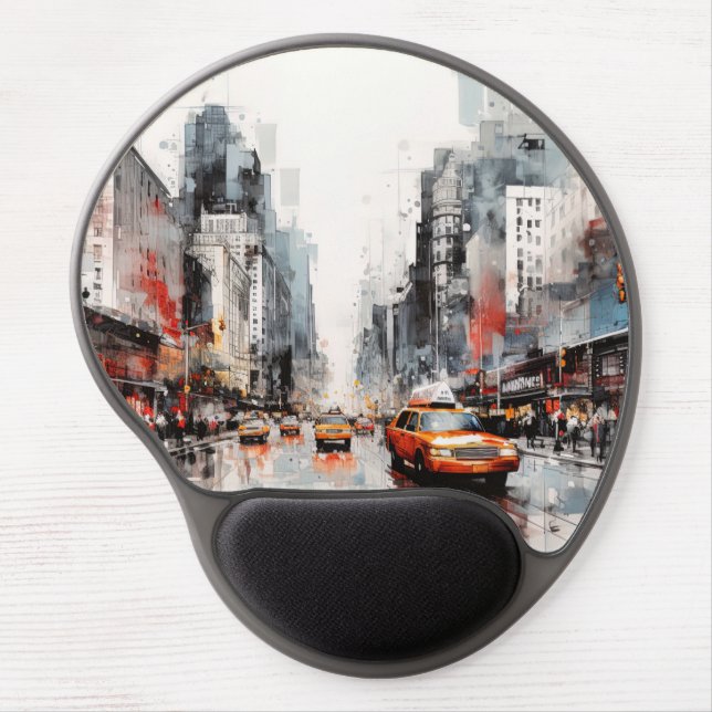 New York City, painted landscape. Gel Mouse Pad (Front)