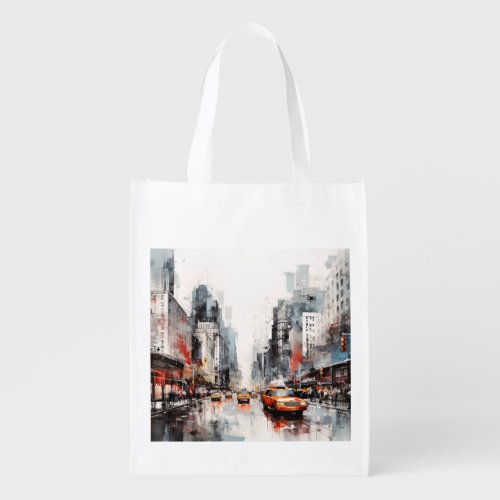 New York City painted landscape Grocery Bag