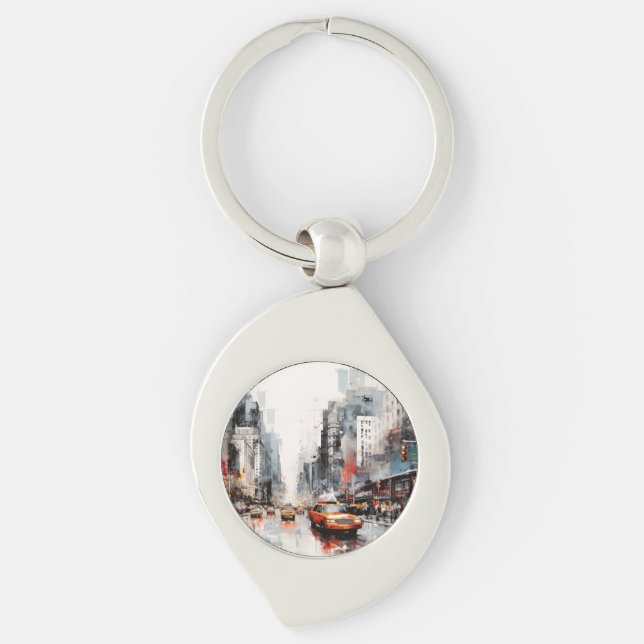New York City, painted landscape. Keychain (Front)