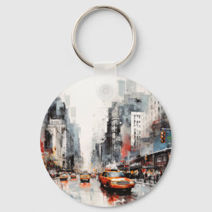 New York City, painted landscape. Keychain