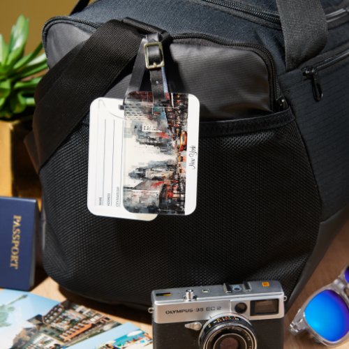 New York City painted landscape Luggage Tag