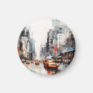 New York City, painted landscape. Magnet