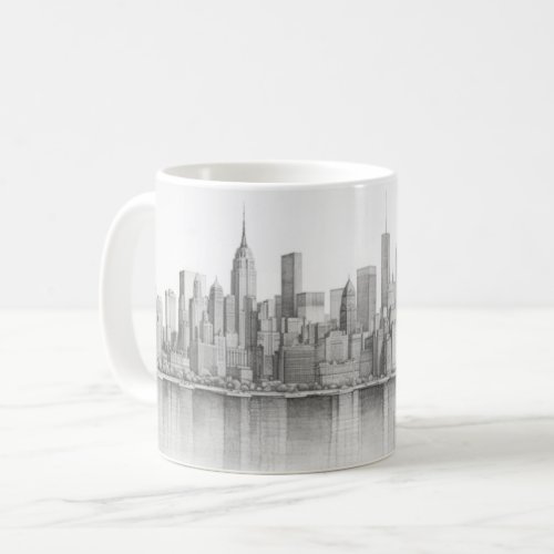 New York City Pencil Drawing Art Coffee Mug