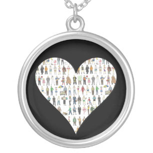 New York City People NYC Painted Heart Necklace