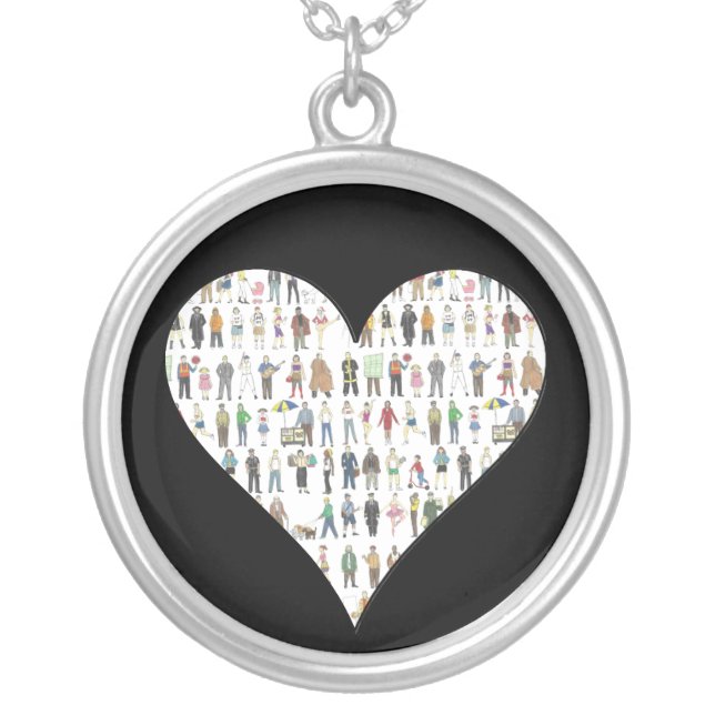 New York City People NYC Painted Heart Necklace (Front)