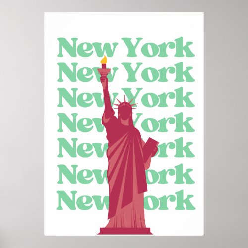 New York City Pink Green NYC Travel  Poster