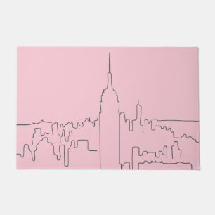 New York City Pink Minimal Line Doormat