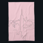 New York City Pink Minimal Line Kitchen Towel<br><div class="desc">Minimal Line Art - New York City – Pink Sketch - Line Drawings.</div>