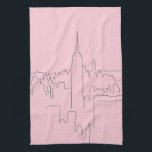 New York City Pink Minimal Line Kitchen Towel<br><div class="desc">Minimal Line Art - New York City – Pink Sketch - Line Drawings.</div>