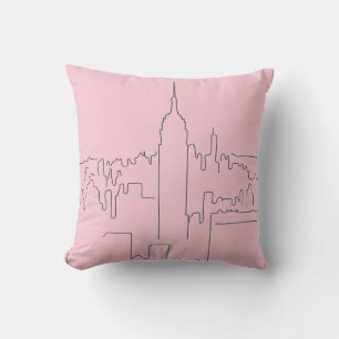 New York City Pink Minimal Line Throw Pillow