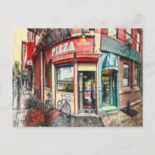 New York City Pizza Place by Shawna Mac Postcard