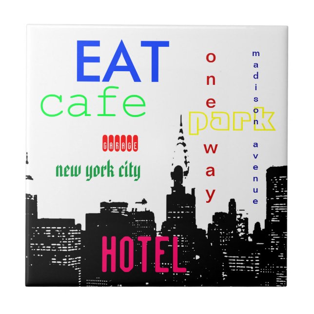 New York City Pop Art Ceramic Tile (Front)