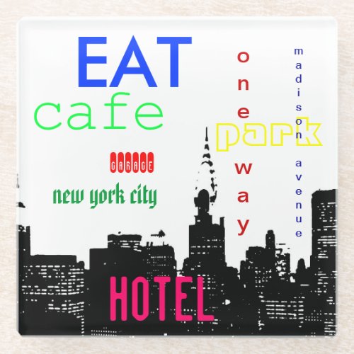 New York City Pop Art Glass Coaster