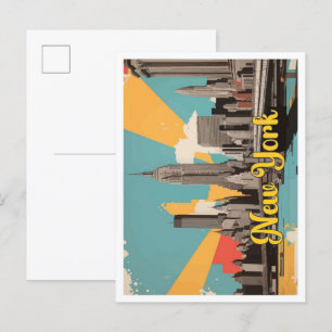 New York City Pop Art Travel Illustration Postcard