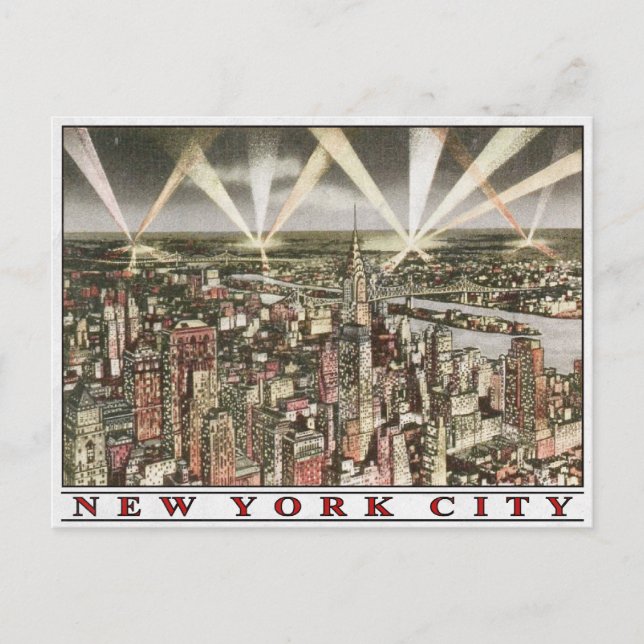 New York City Postcard with Vintage Print (Front)