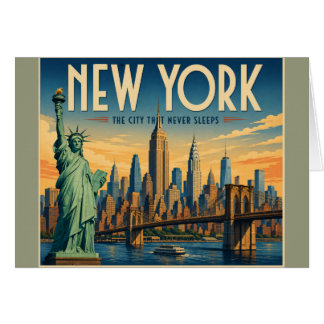 New York City Poster - Liberty & Skyline Cards