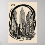 new york city poster, nyc skyline art, manhattan w poster