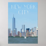 new york city poster, nyc skyline art, manhattan w poster