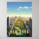 new york city poster, nyc skyline art, manhattan w poster