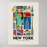new york city poster, nyc skyline art, manhattan w poster