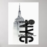 new york city poster, nyc skyline art, manhattan w poster