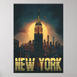 new york city poster, nyc skyline art, manhattan w poster