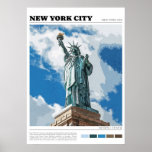 new york city poster, nyc skyline art, manhattan w poster