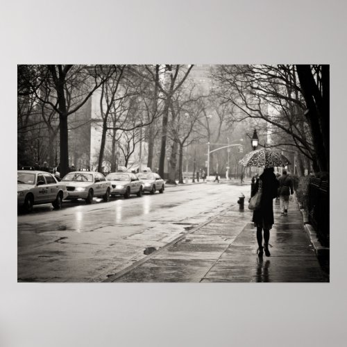 New York City _ Rainy Day in Greenwich Village Poster