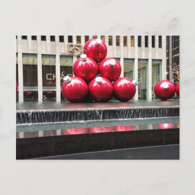 New York City Red Christmas Balls Holidays in NYC Holiday Postcard (Front)