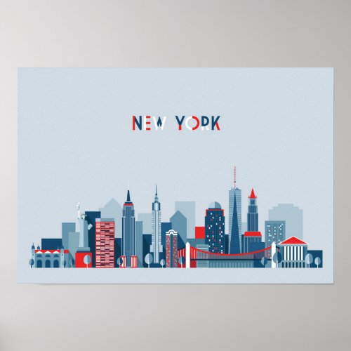 New York City  Red White and Blue Poster