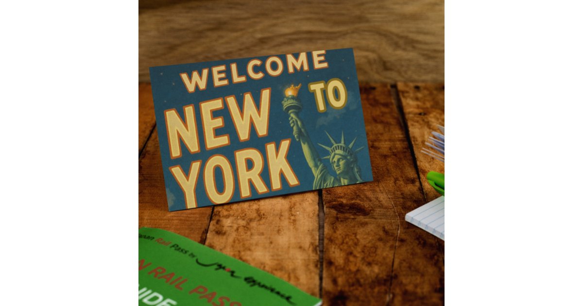 New York City Retro Statue of Liberty Vintage art Postcard | Zazzle