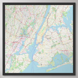 New York City Road Map Framed Art