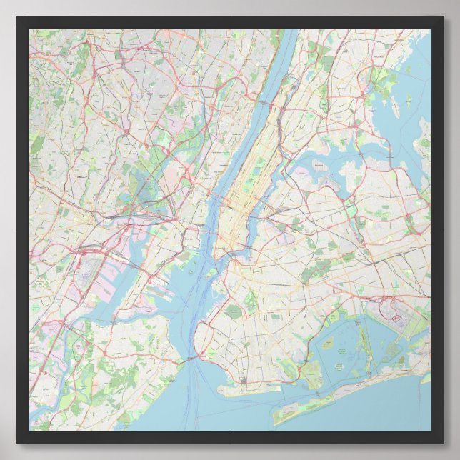 New York City Road Map Framed Art (Framed Front)