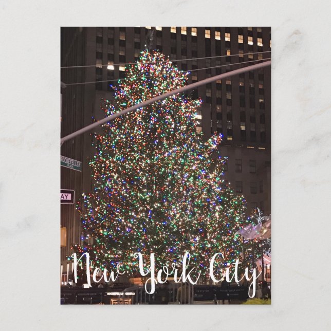 New York City Rockefeller Center Christmas Tree Holiday Postcard (Front)