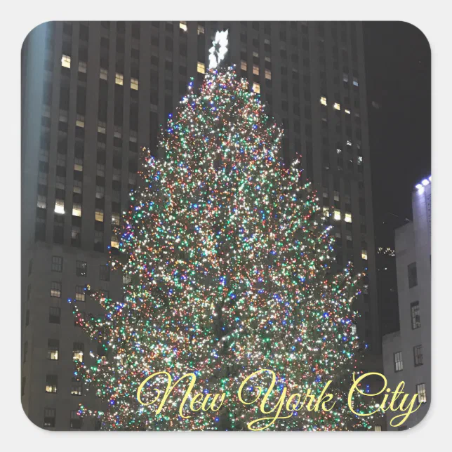 New York City Rockefeller Center Christmas Tree NY Square Sticker Zazzle