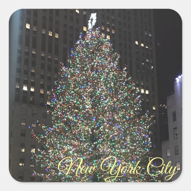 New York City Rockefeller Center Christmas Tree NY Square Sticker (Front)