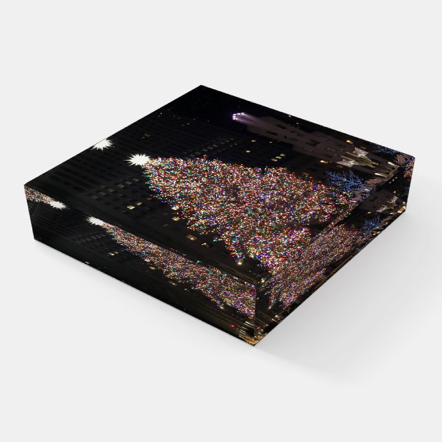 New York City Rockefeller Center Christmas Tree Paperweight (Angled)