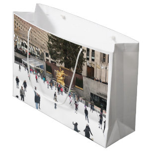New York City Rockefeller Center Ice Skating Rink Large Gift Bag